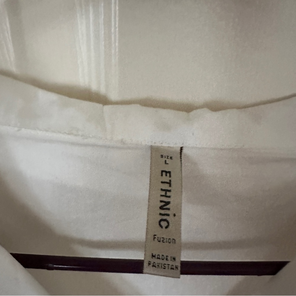 Boho Chic White Button Down Shirt With Embroidery - image 3